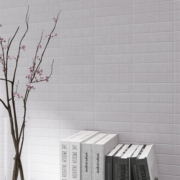 White Ceramic Stone Look Rectangular Wall Tile