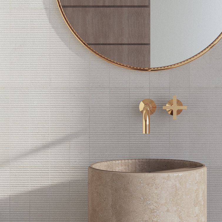 White Ceramic Stone Look Rectangular Wall Tile