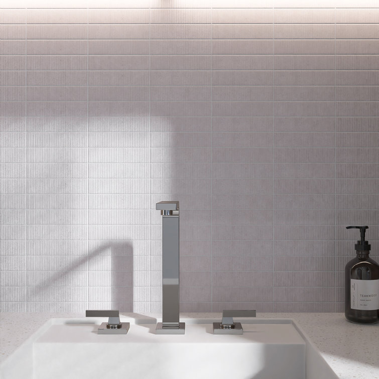 White Ceramic Stone Look Rectangular Wall Tile