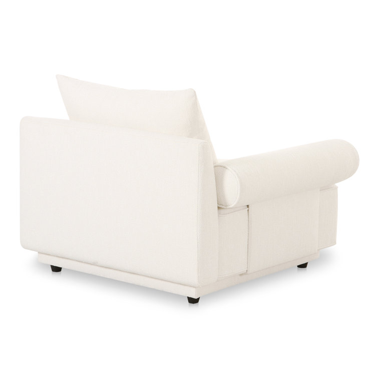 White Polyester Bolster Arm Accent Chair with Manufactured Wood Frame