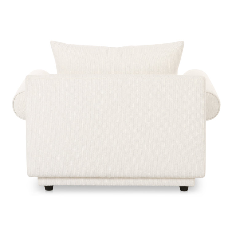 White Polyester Bolster Arm Accent Chair with Manufactured Wood Frame