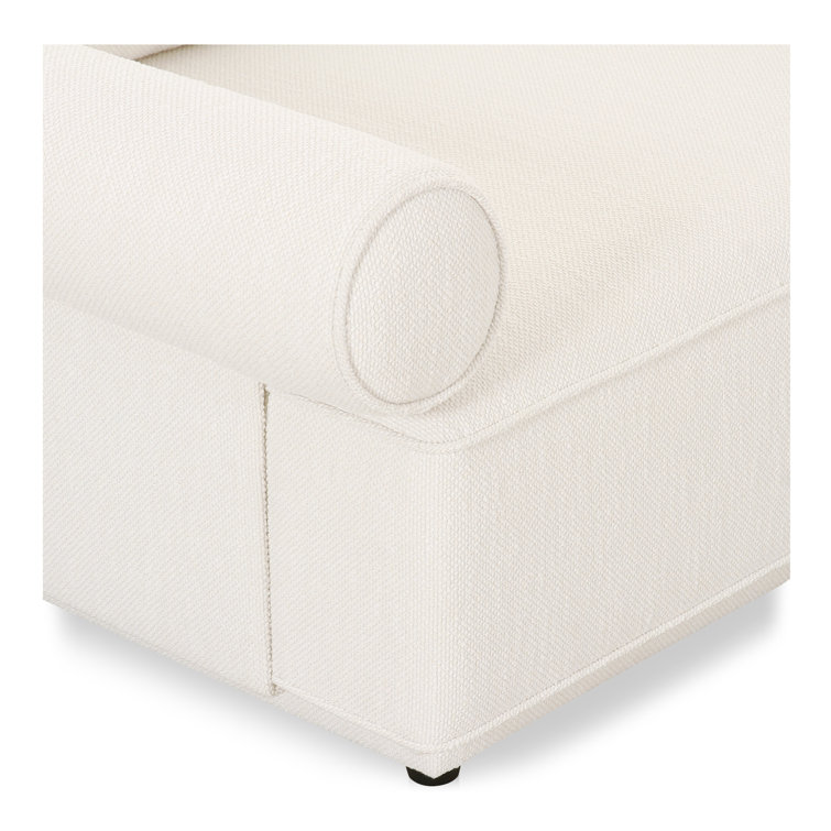 White Polyester Bolster Arm Accent Chair with Manufactured Wood Frame