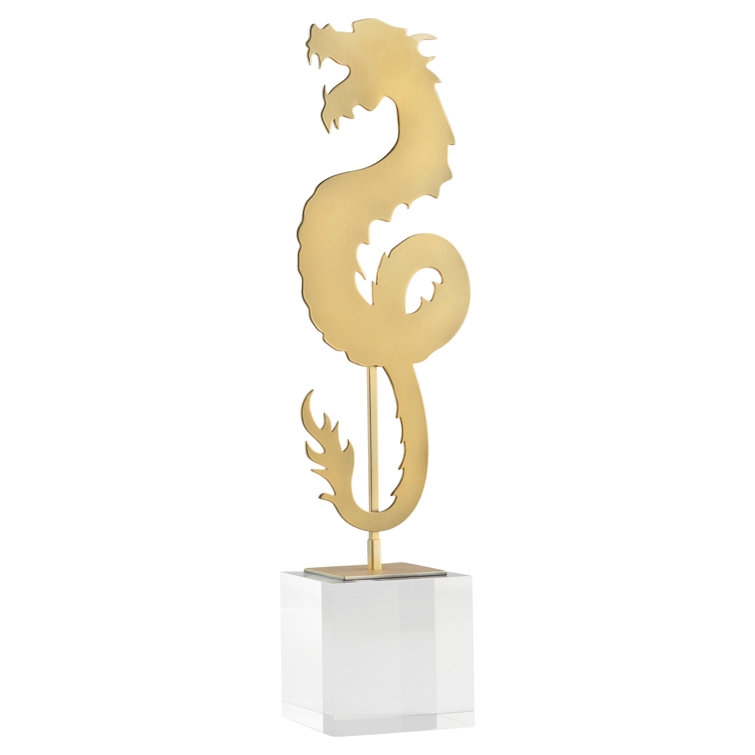 Gold and Clear Plastic Dragon Sculpture Set