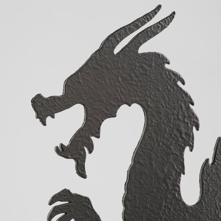 Black Iron Chinoiserie Dragon Sculpture, 16"