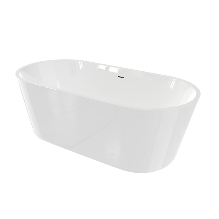 White and Matte Black Oval Acrylic Freestanding Bathtub