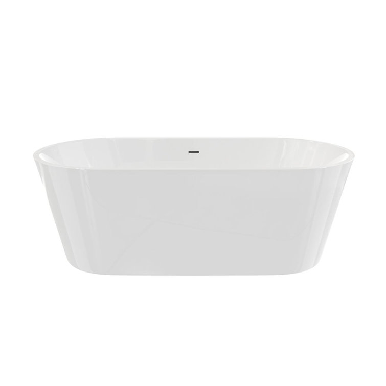 White and Matte Black Oval Acrylic Freestanding Bathtub