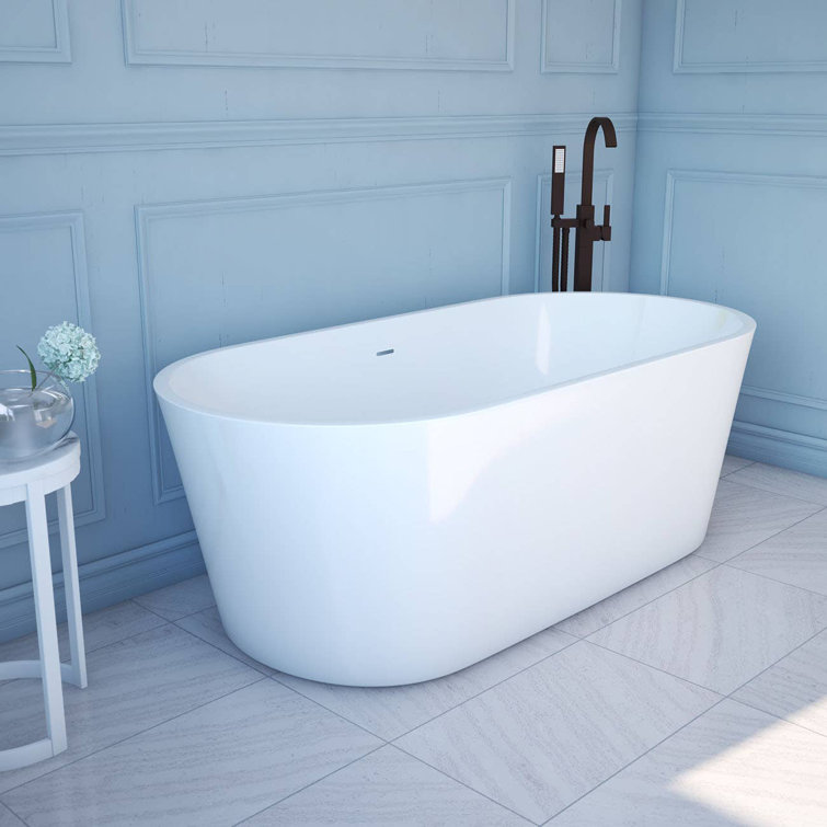 Enigma 59" White Acrylic Freestanding Double Slipper Bathtub