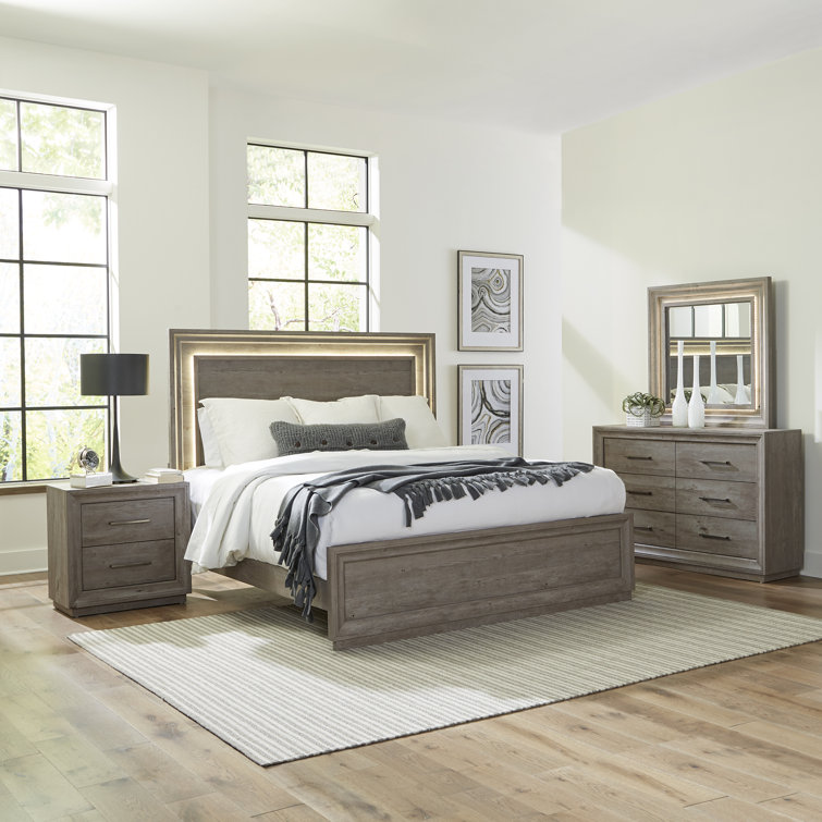 Greystone King Panel Bed with Dresser, Mirror, and Nightstand Set