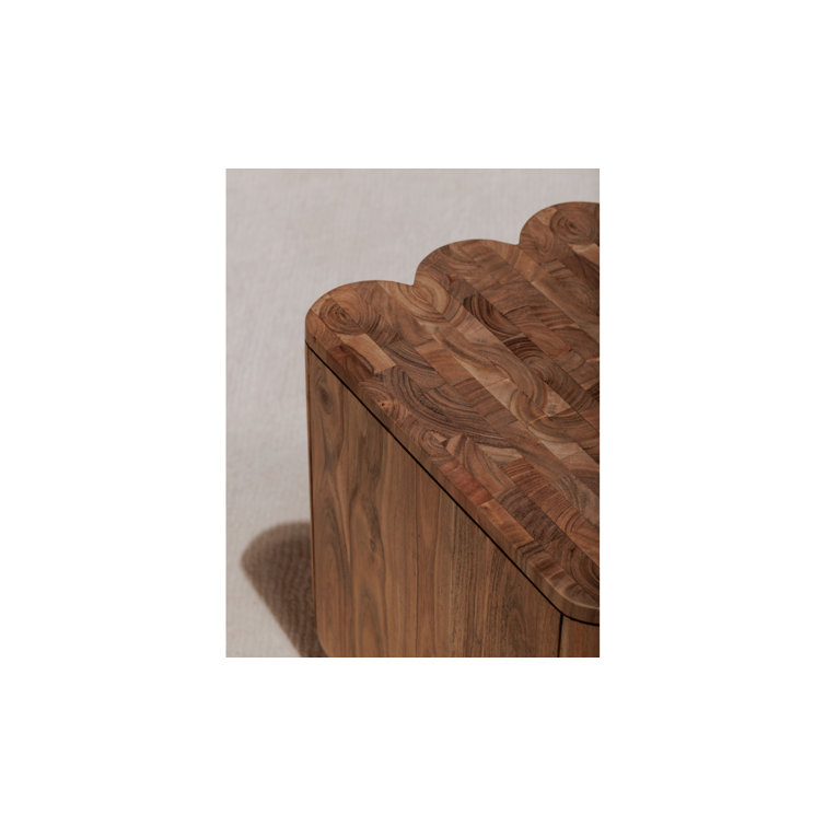Natural Acacia Solid Wood Square End Table
