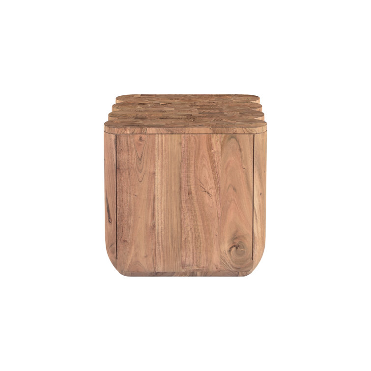 Natural Acacia Solid Wood Square End Table