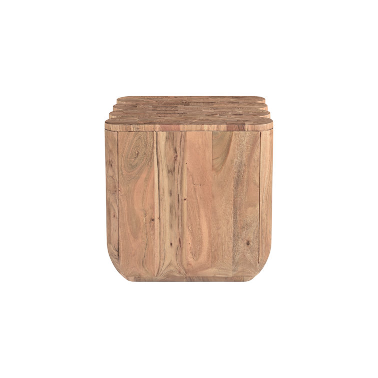 Natural Acacia Solid Wood Square End Table