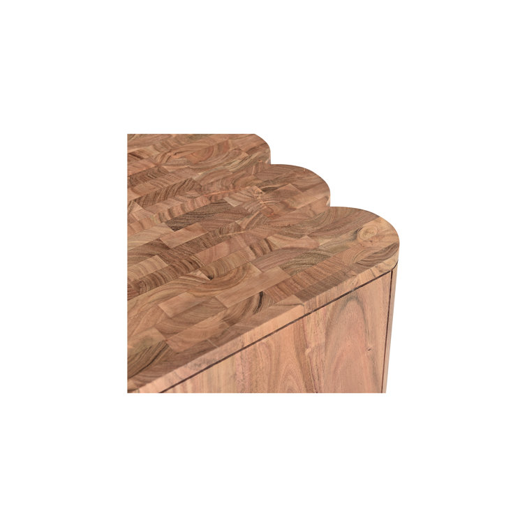 Natural Acacia Solid Wood Square End Table