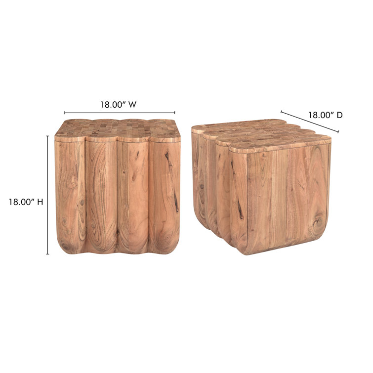 Natural Acacia Solid Wood Square End Table
