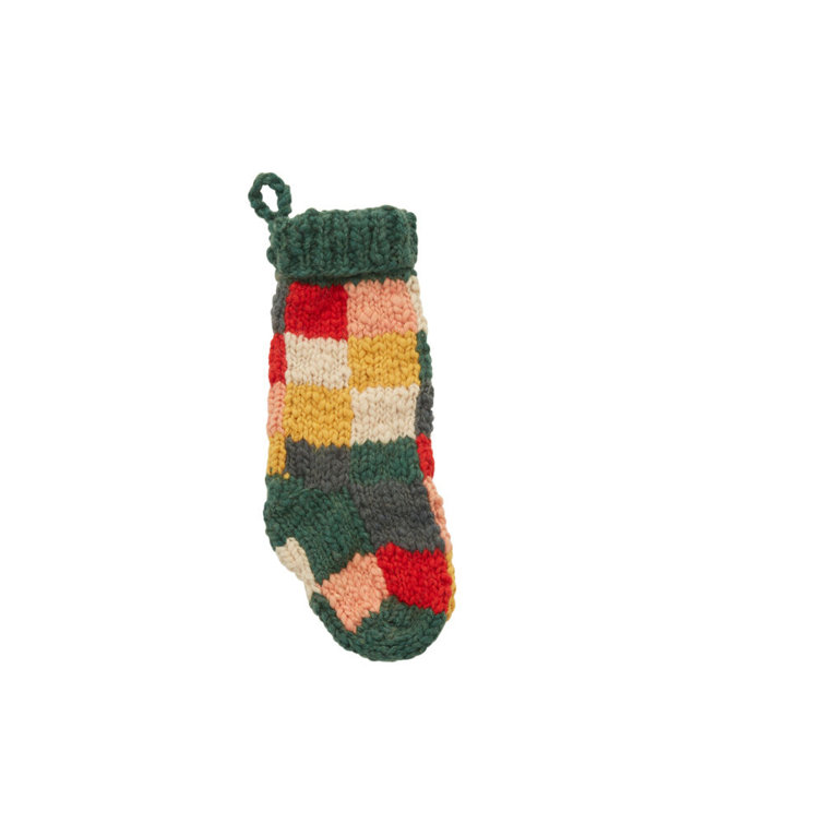 Multicolor Patchwork Knit Holiday Stocking