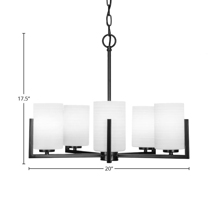 Atlas Matte Black 5-Light Chandelier with White Matrix Glass