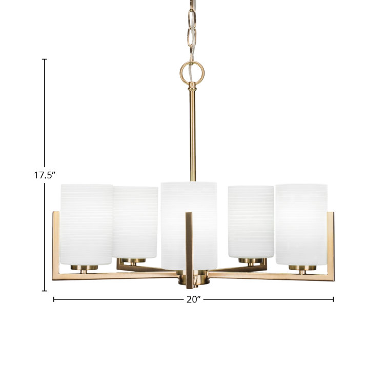 Atlas Matte Black 5-Light Chandelier with White Matrix Glass