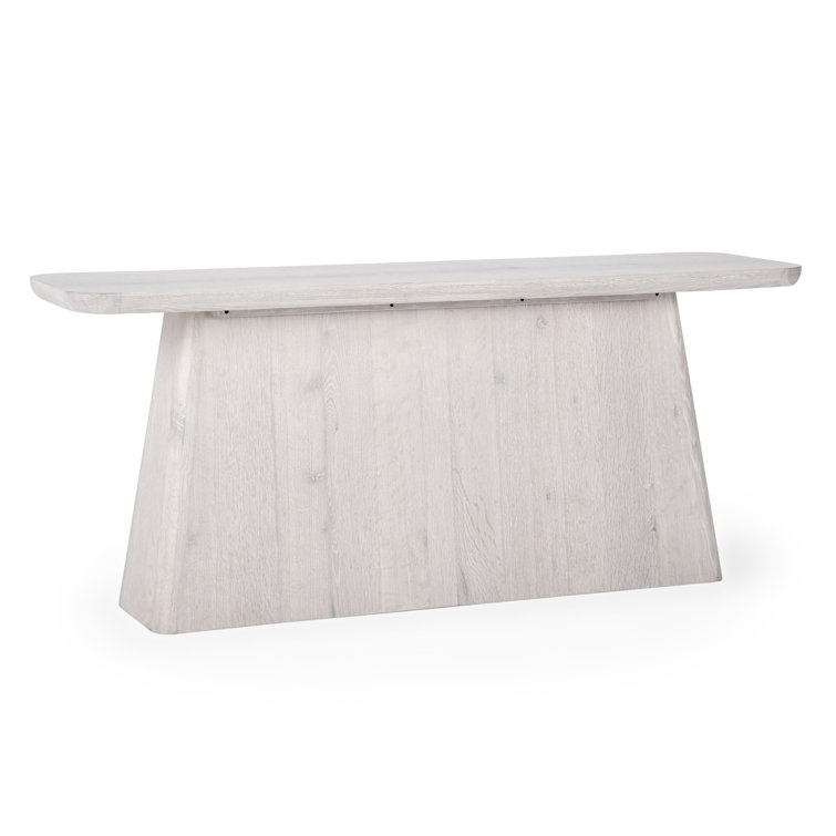 White Wash Oak Wood Console Table with Storage