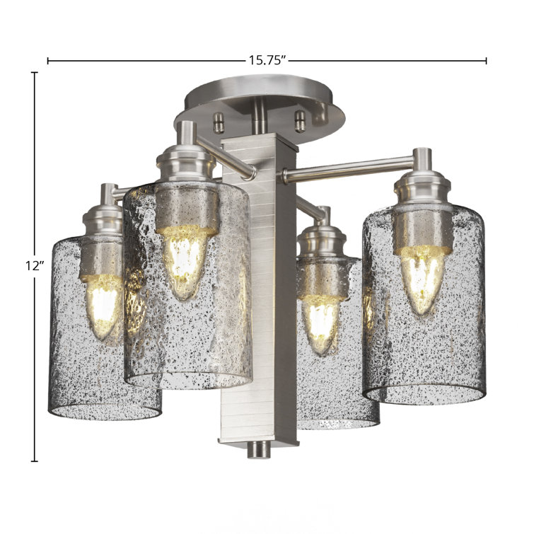 Edge Brushed Nickel 4-Light Glass Semi-Flush Mount
