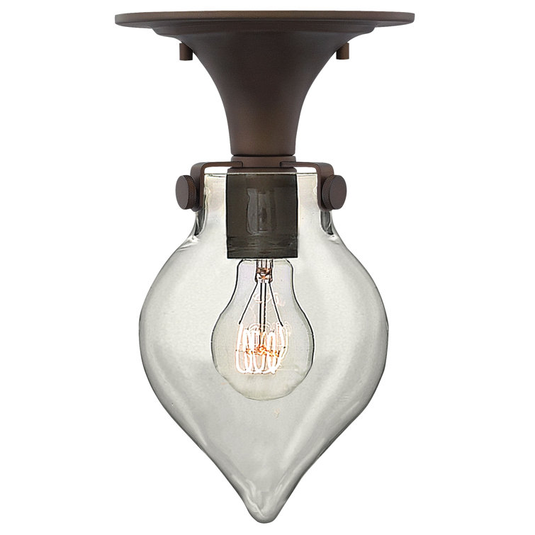 Oil Rubbed Bronze Teardrop Glass Semi-Flush Mount Light