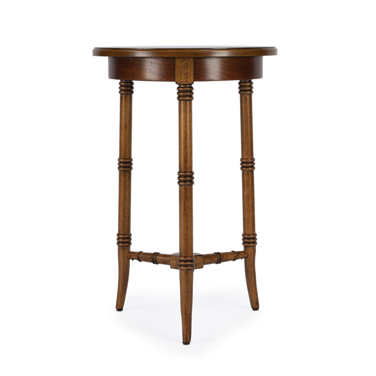 Amber Walnut Round Wood Accent Table