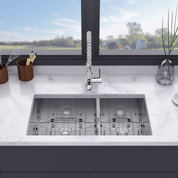 30'' Stainless Steel Undermount Double Bowl Kitchen Sink