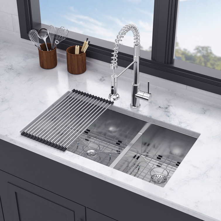 30'' Stainless Steel Undermount Double Bowl Kitchen Sink