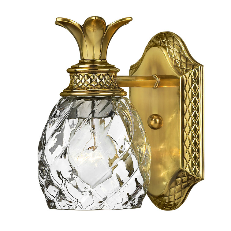 Burnished Brass Outdoor Dimmable Wall Sconce with Clear Optic Glass