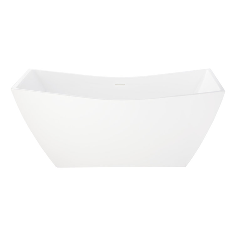67" White Acrylic Freestanding Soaking Tub with Center Drain