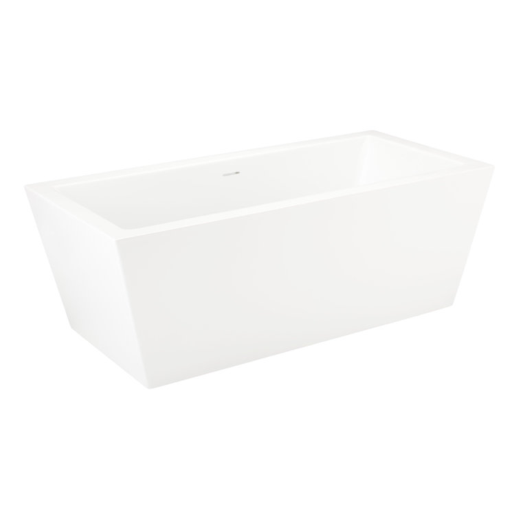 71'' White Acrylic Rectangular Freestanding Tub