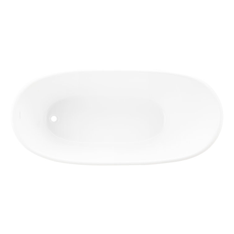 67" White Acrylic Freestanding Modern Soaking Tub