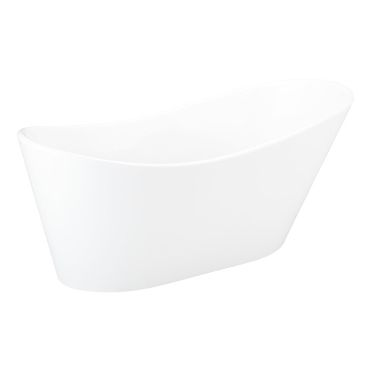 67" White Acrylic Freestanding Modern Soaking Tub