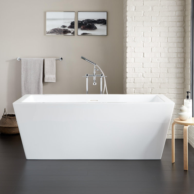 71'' White Acrylic Rectangular Freestanding Tub