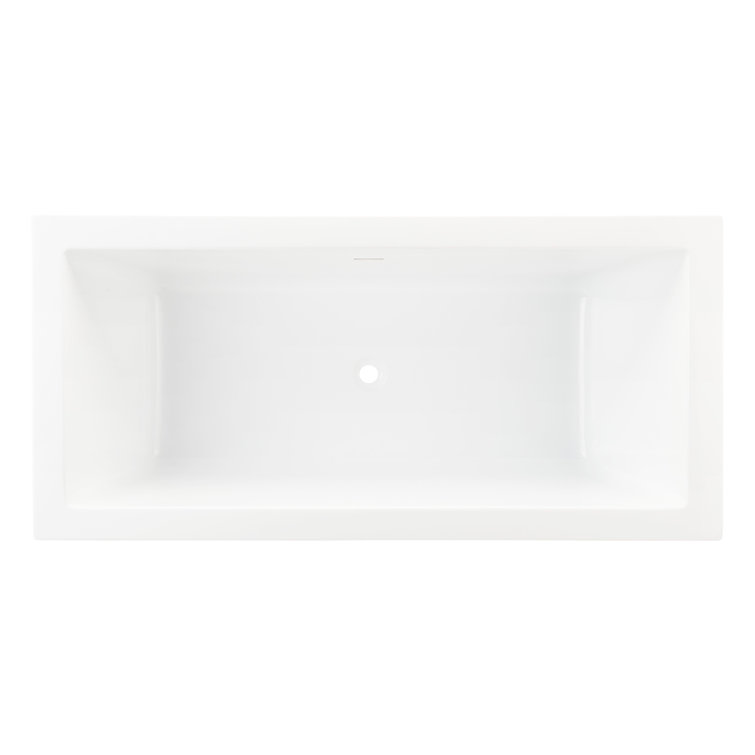 71'' White Acrylic Rectangular Freestanding Tub
