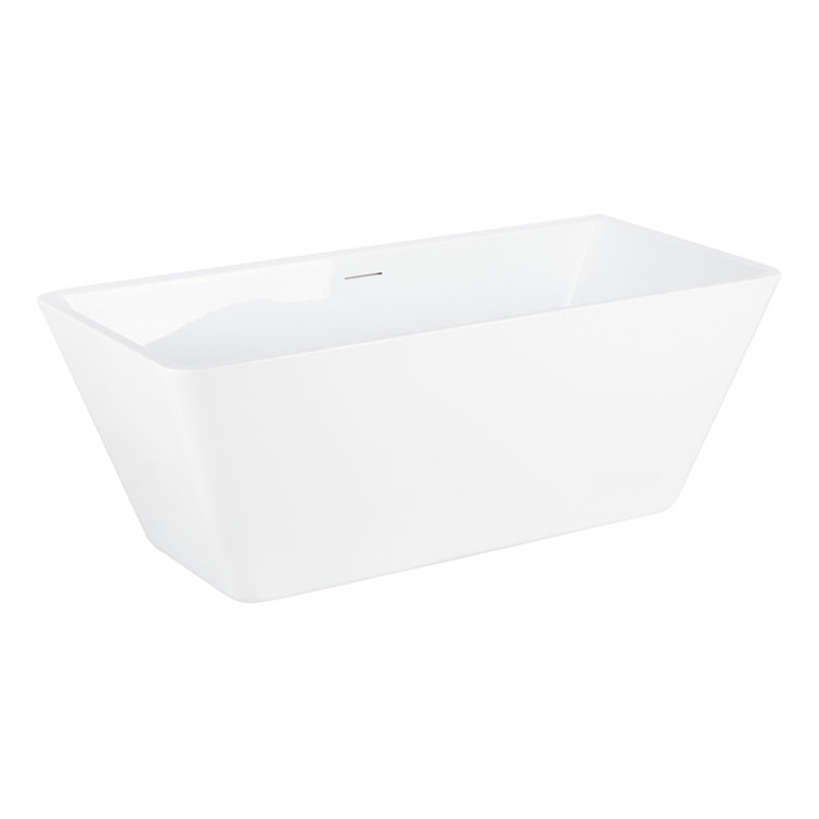 71'' White Acrylic Rectangular Freestanding Tub