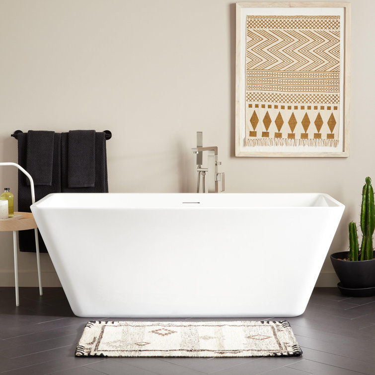 71'' White Acrylic Rectangular Freestanding Tub
