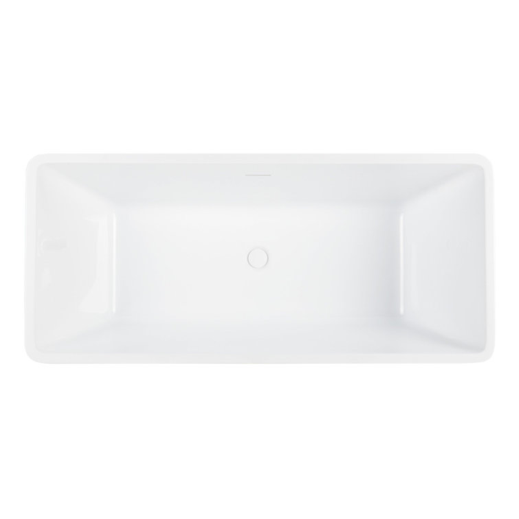 71'' White Acrylic Rectangular Freestanding Tub