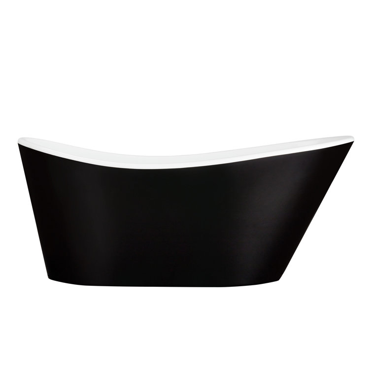 67" Black and White Acrylic Freestanding Tub