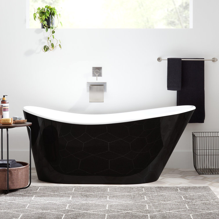 67" Black and White Acrylic Freestanding Tub