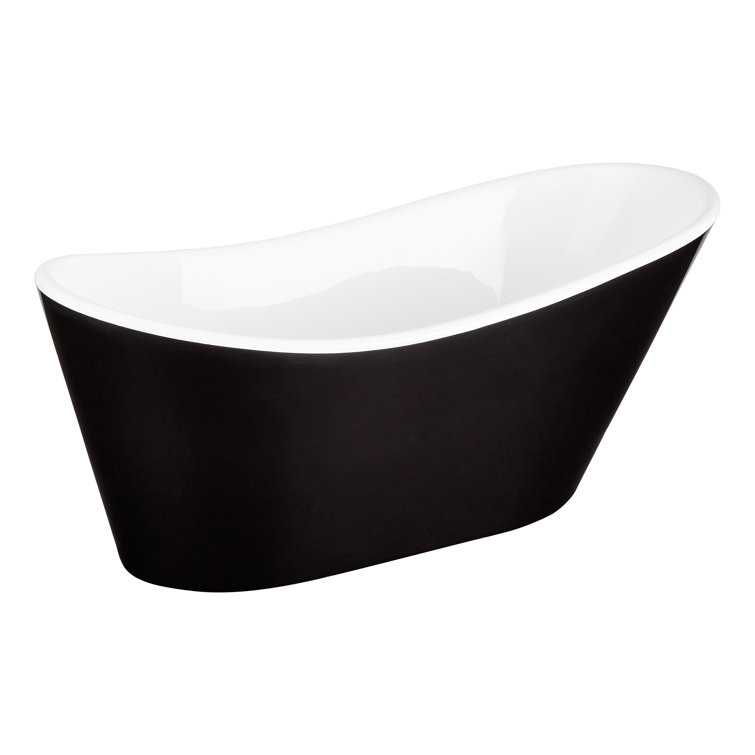 67" Black and White Acrylic Freestanding Tub