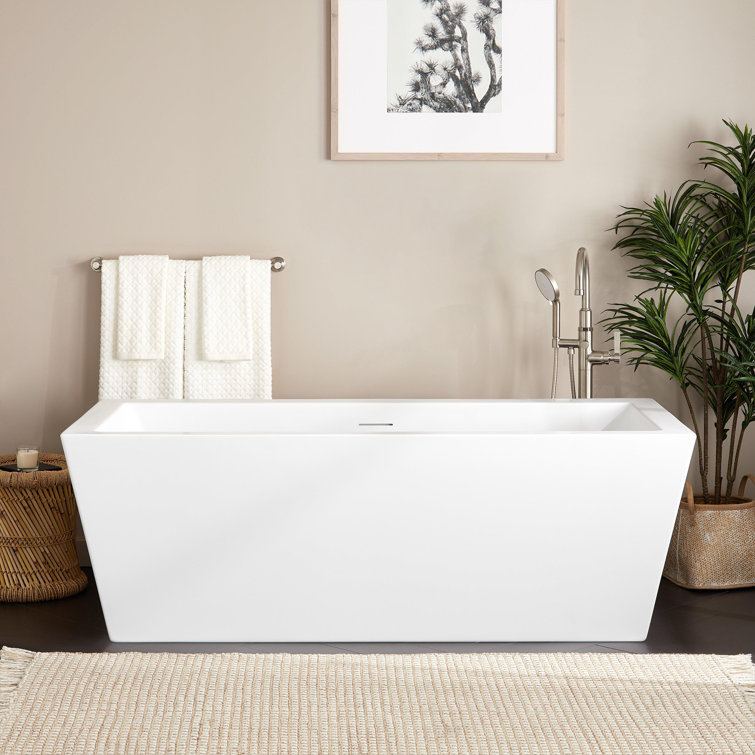 67" Matte White Acrylic Freestanding Oval Tub