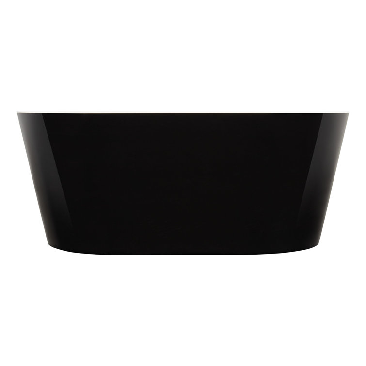 67" Smooth Black Acrylic Freestanding Oval Tub