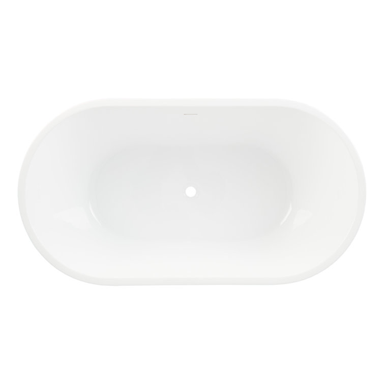 67" Smooth Black Acrylic Freestanding Oval Tub
