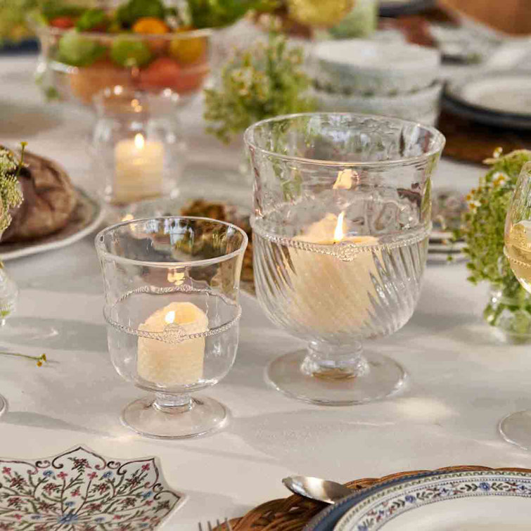 Clear Glass Textured Accent Hurricane Candle Holder