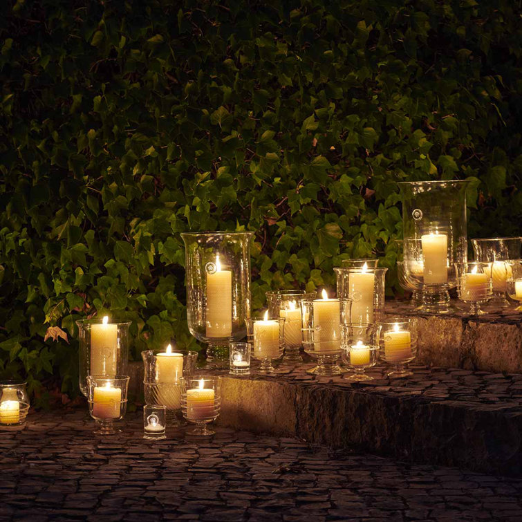Clear Glass Textured Accent Hurricane Candle Holder