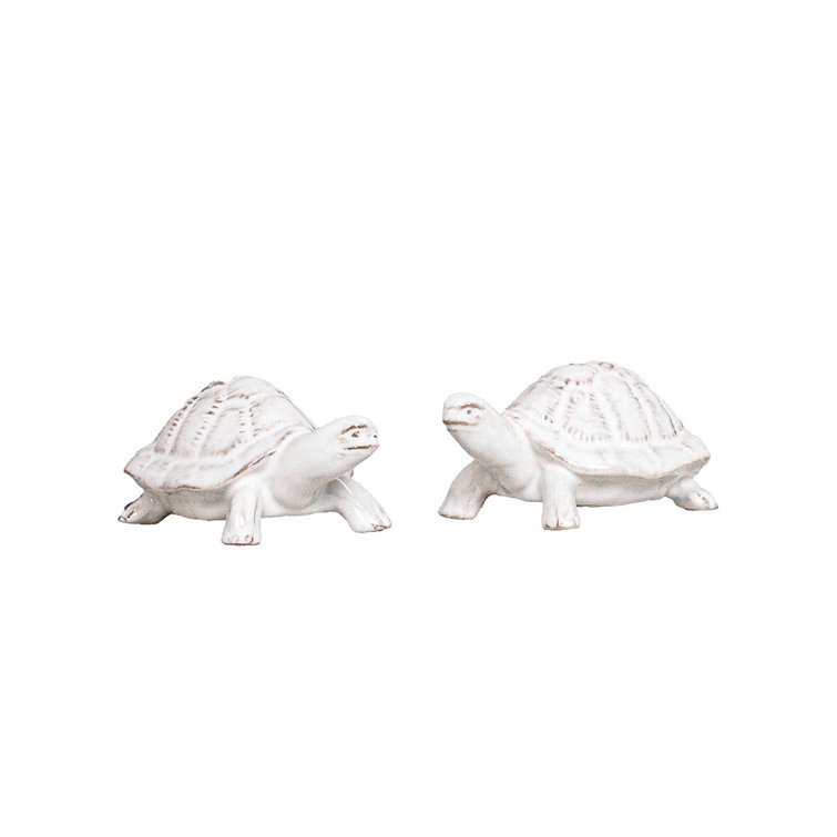 White Ceramic Turtle Salt and Pepper Shakers Set