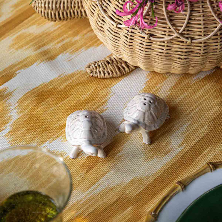 White Ceramic Turtle Salt and Pepper Shakers Set