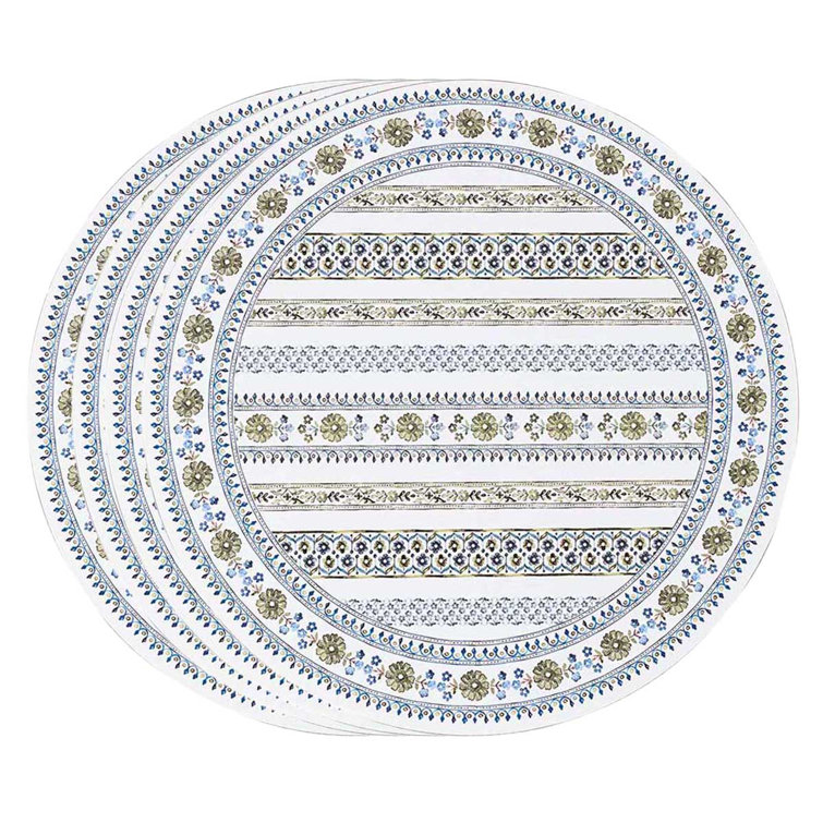 Green Cork-Backed Circular Placemats Set of Four