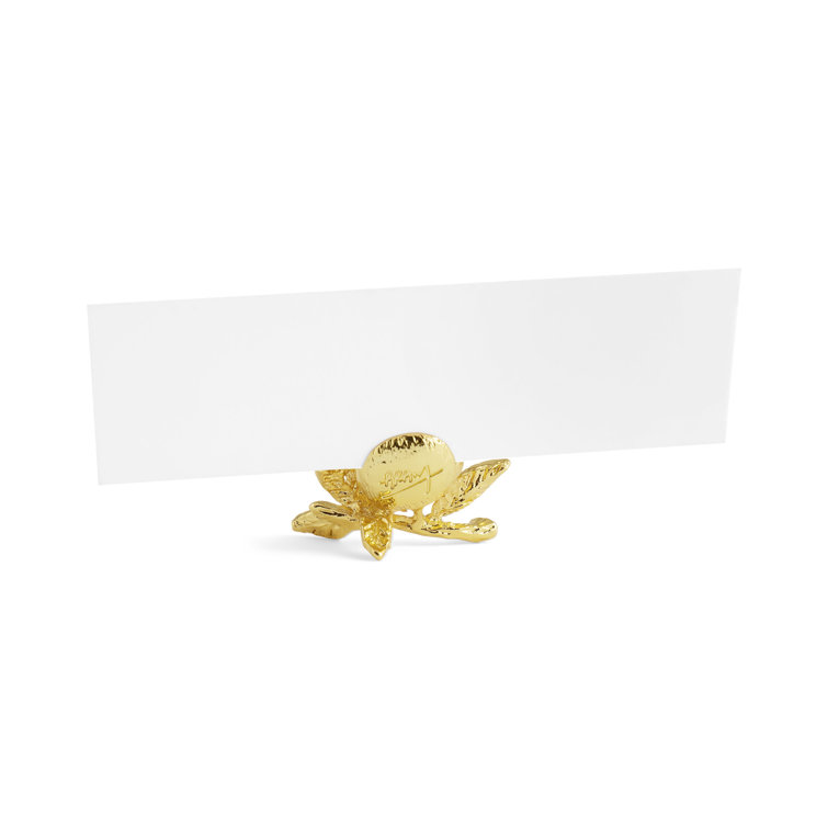 Handcrafted Gold Zinc Pomegranate Place Card Holder Set