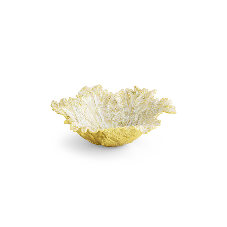 Small White Gold Handcrafted Tulip Decorative Bowl