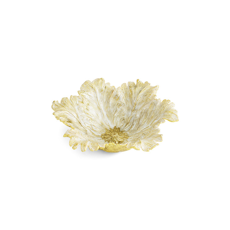 Small White Gold Handcrafted Tulip Decorative Bowl